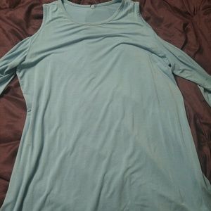 Blue Cold Shoulder Cut Out Tunic Top - Large